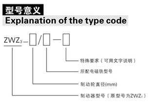 ZWZ3系列直流電磁鼓式制動(dòng)器型號(hào)含義